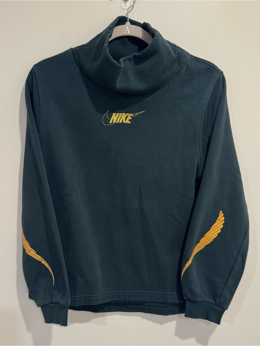 Nike YOUTH XL Teal Turtleneck Sweatshirt with Yellow Logos